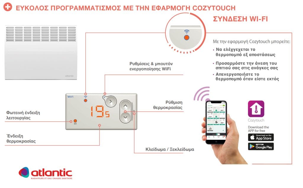 θερμοπομποί με WiFi Atlantic F120 WiFi Connect θερμοπομποί με WiFi